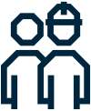 Icon of two people, one in a hardhat
