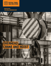 Front page of Crane and Hoist Informational Brochure with the words Overhead Crane and Hoist overlaid